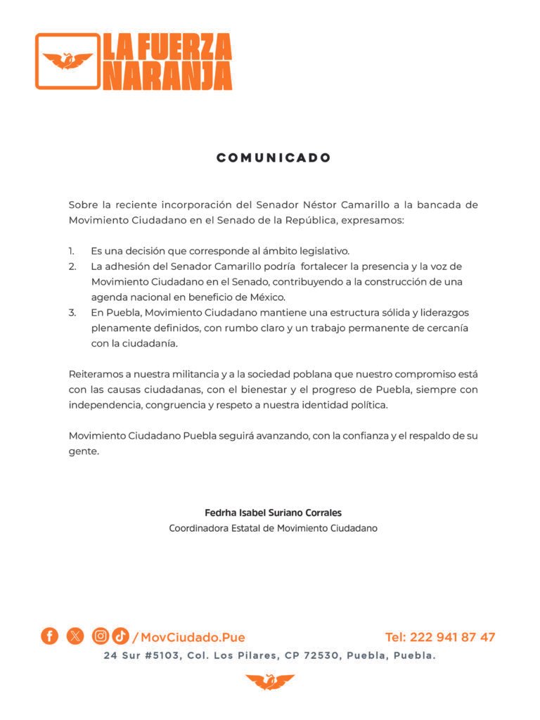 Movimiento-768x1024 Movimiento Ciudadano en Puebla descarta sumar a Néstor Camarillo a su dirigencia estatal