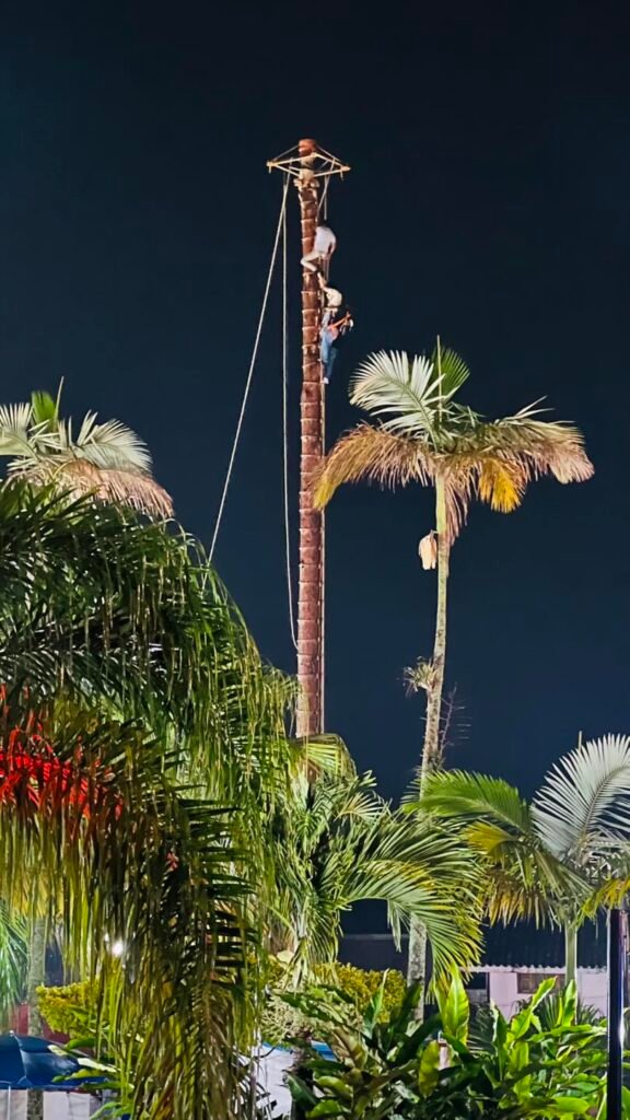 544435759_1376664627796804_5361827089110976451_n-576x1024 Turista trepa al mástil de voladores en Cuetzalan y es salvada por jóvenes