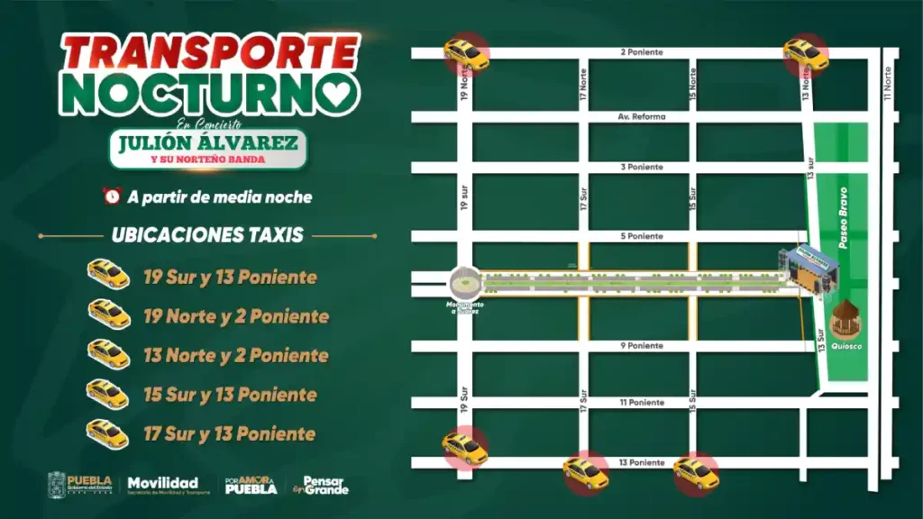 nocturno Gobierno de Puebla anuncia cierres viales y transporte especial por el Grito de Independencia 2025